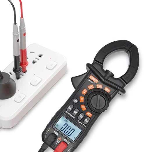 Multímetro de pinza digital, 600A True RMS, 1999 cuentas, rango automático, mide corriente AC, resistencia, capacitancia, continuidad, prueba de cable vivo, detección de voltaje sin contacto miniatura 3