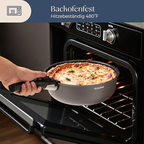 Topfset mit Abnehmbarer Griff, 17-Teilig Topfsets Pfannenset mit Antihaft Beschichtet, Topfset Induktion Kochtopf Set mit Deckel… – Ansicht 5