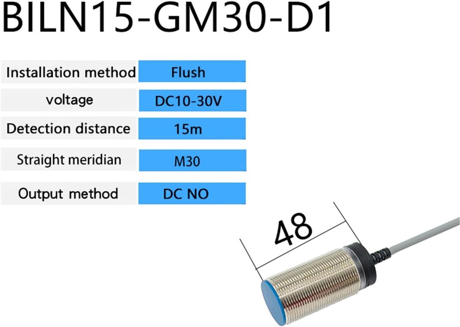 1pcs M30 Inductive Proximity Switch Sensor Flush DC 10-30V AC90-250V NPN PNP NO NC Output(DC NO)