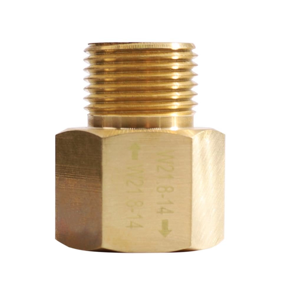 Réservoir de Cylindre de CO2 W21.8-14 à W21.8-14 Adaptateur Convertisseur Laiton Couleur Cuivre Adaptateur Convertisseur avec Valve RPV pour Aquarium Fish Tank