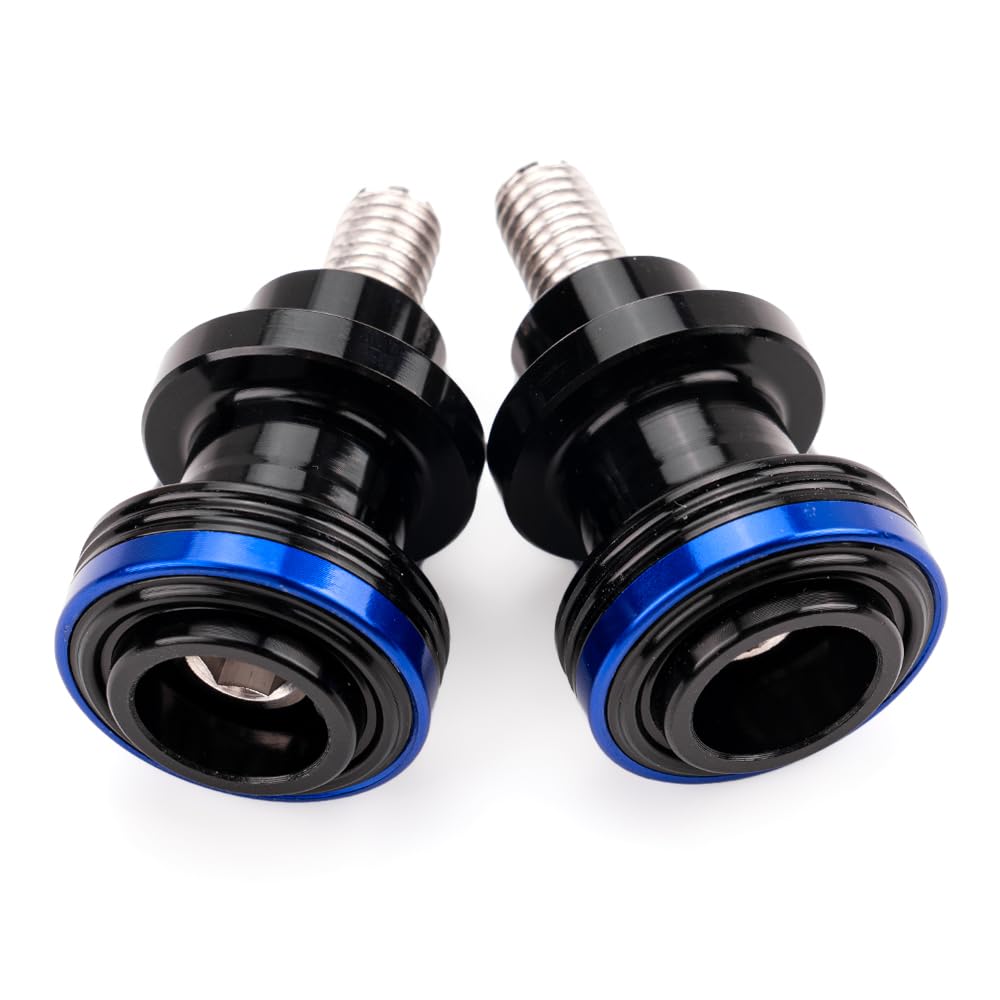 Nottolini Cavalletto Moto M8 8mm Universale Forcellone Alzamoto Bilanciere Posteriore Filettato in Alluminio CNC Blu 2 Pezzi