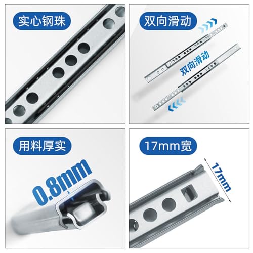 Petite glissière bille acier double sens 17mm rail de guidage - 4