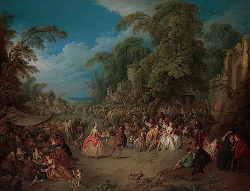 Peinture murale la Foire à Bezons de Jean Baptiste Pater, impression sur toile pour salon 60x90cm