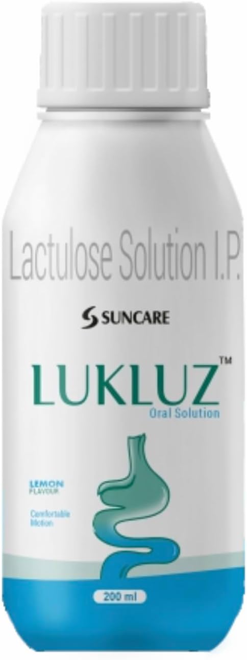 Lukluz Oral Solution | Consitpation Relief | Lemon Flavour Solution 200ml | Laxative | Suitable For All Age Group | Diabetic Friendly | Stool Softener | WHO-GMP Approved (Pack of 2)