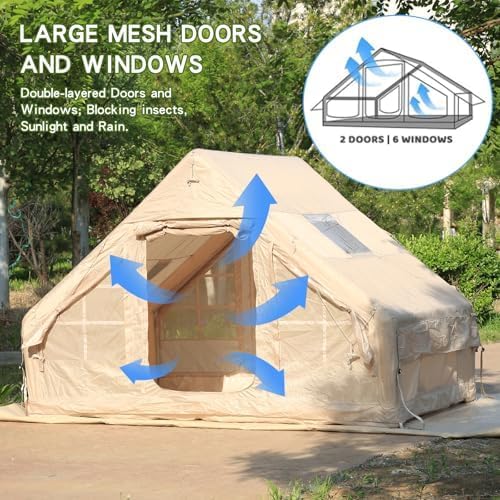Miniatura 5 de Inflatable Tent for Camping,46 Person Blow Up Air Glamping Room Tent House with Stove Connection