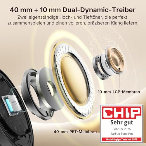 EarFun Tune Pro Over Ear Kopfhörer Kabellos mit Geräuschunterdrückung – Ansicht 2