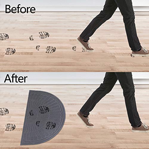 Half Round Door Mat Mud Dirt Trapper Shoe Scraper Mat Entry Mat Rugs for Front Door Low Profile Indoor Washable