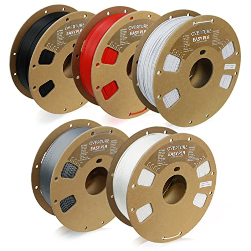 Overture Easy Pla丨 1.75Mm 3D Printer Filament, 5Kg Cardboard Spool (11Lbs), Dimensional Accuracy +/- 0.03Mm, Fit Most Fdm Printer (Black&White&Red&Rock White&Space Gray) #TOP21