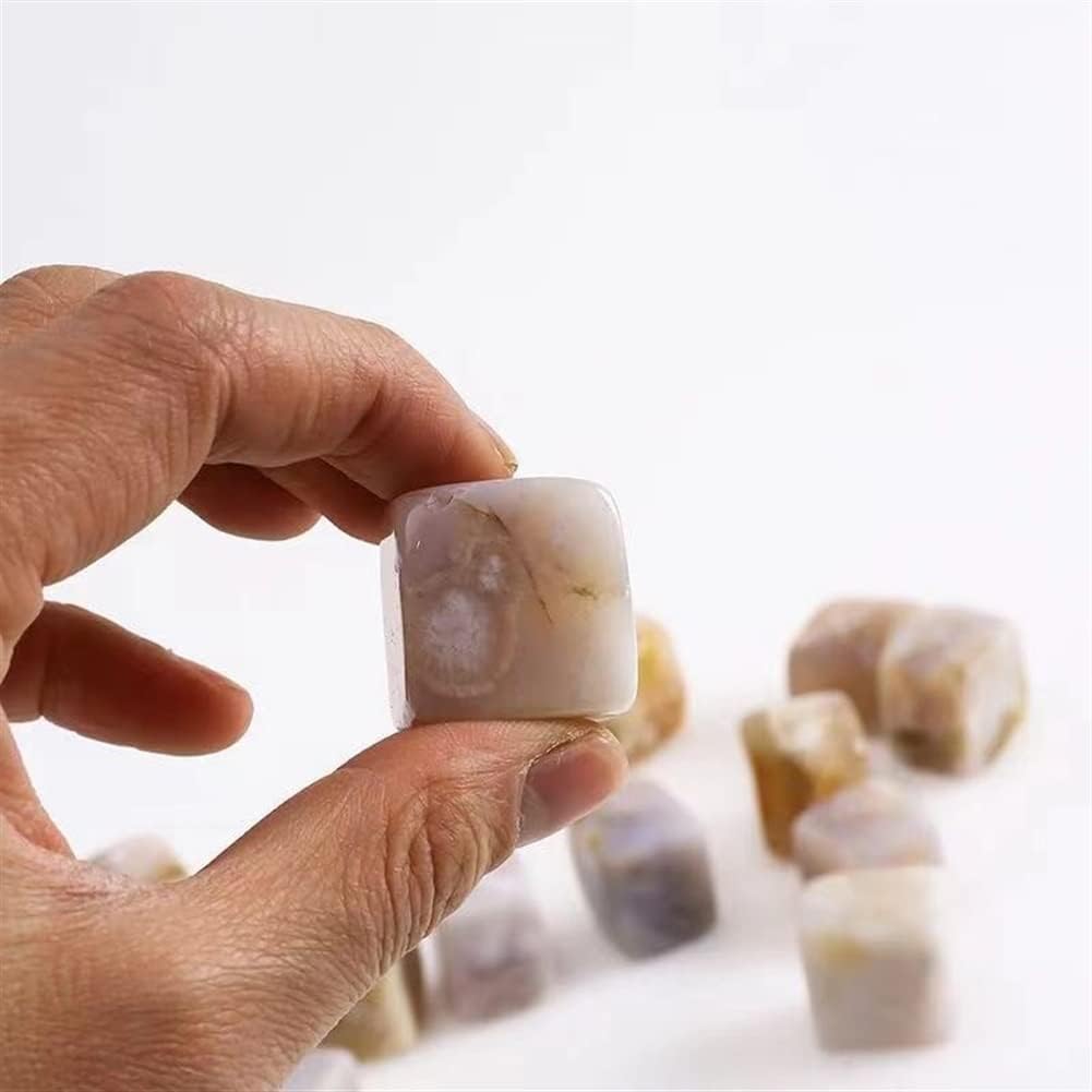 Stone 10pc 20mm-25mm Natural Flower Agate Cube Diamond Polish Crystal for Home Decoration Natural Stones Household