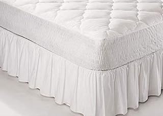 Poly Cotton Frilled Platform Base Valance Sheets OR Pillow Cases Available (King, White)
