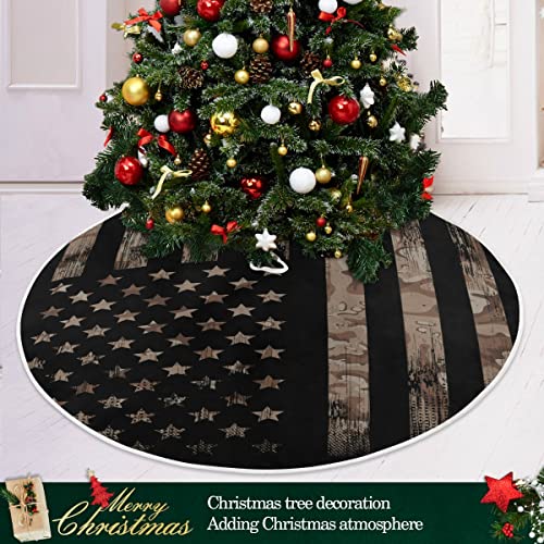 American Flag Memorial Independence Day Christmas Tree Skirt Decorations Patriotic Freedom Stars Fourth Of July Tree Skirts Mat 36 Inch For Holiday Party Supplies Rustic Ornaments Mini Tree Skirt #TOP5