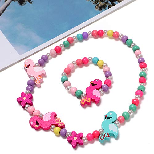 10 Sets Beaded Necklace and Bracelets for Girls Unicorn Mermaid Rainbow