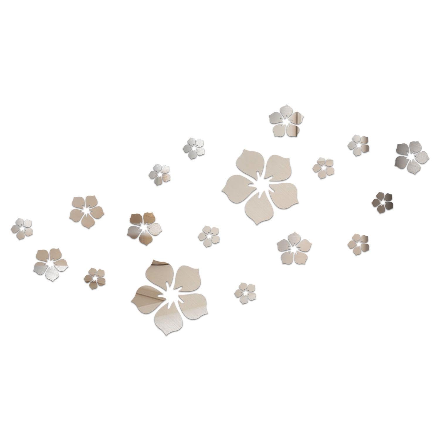 NXPWRC 18 Pieces Flower Mirror Wall Stickers, Acrylic Wall Stickers, Self-Adhesive Mirror Wall Stickers, 3D Crystal Flower Wall Stickers, Diy Home Decorations