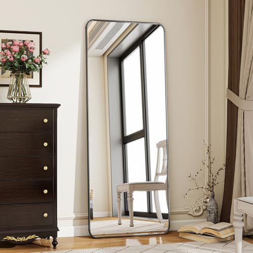 BEAUTYPEAK Black Full Length Mirror, 56"x21" Rounded Corner Floor...