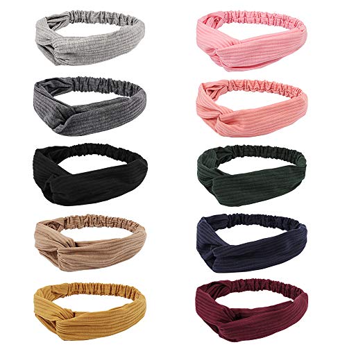 10 Pcs Hairbands for Women, AOPRIE Headbands Women Hair Criss Cross Elastic Hair Bands Fashion Hair Bands for Women's Hair Boho Headbands for Women Headband Scarf Ladies Hairbands Hair Accessories