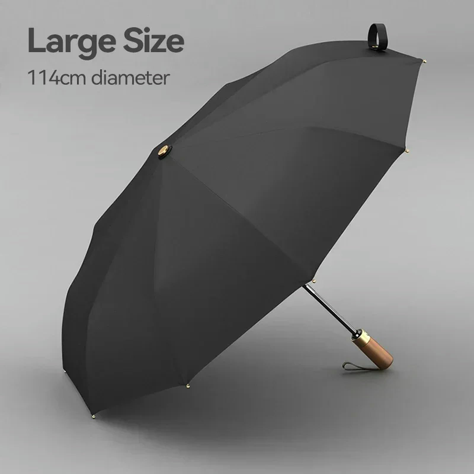 parasol w pełni automatyczny parasol dla mężczyzn, wiatroszczelny składany parasol, tkanina, parasol parasol drewniany uchwyt