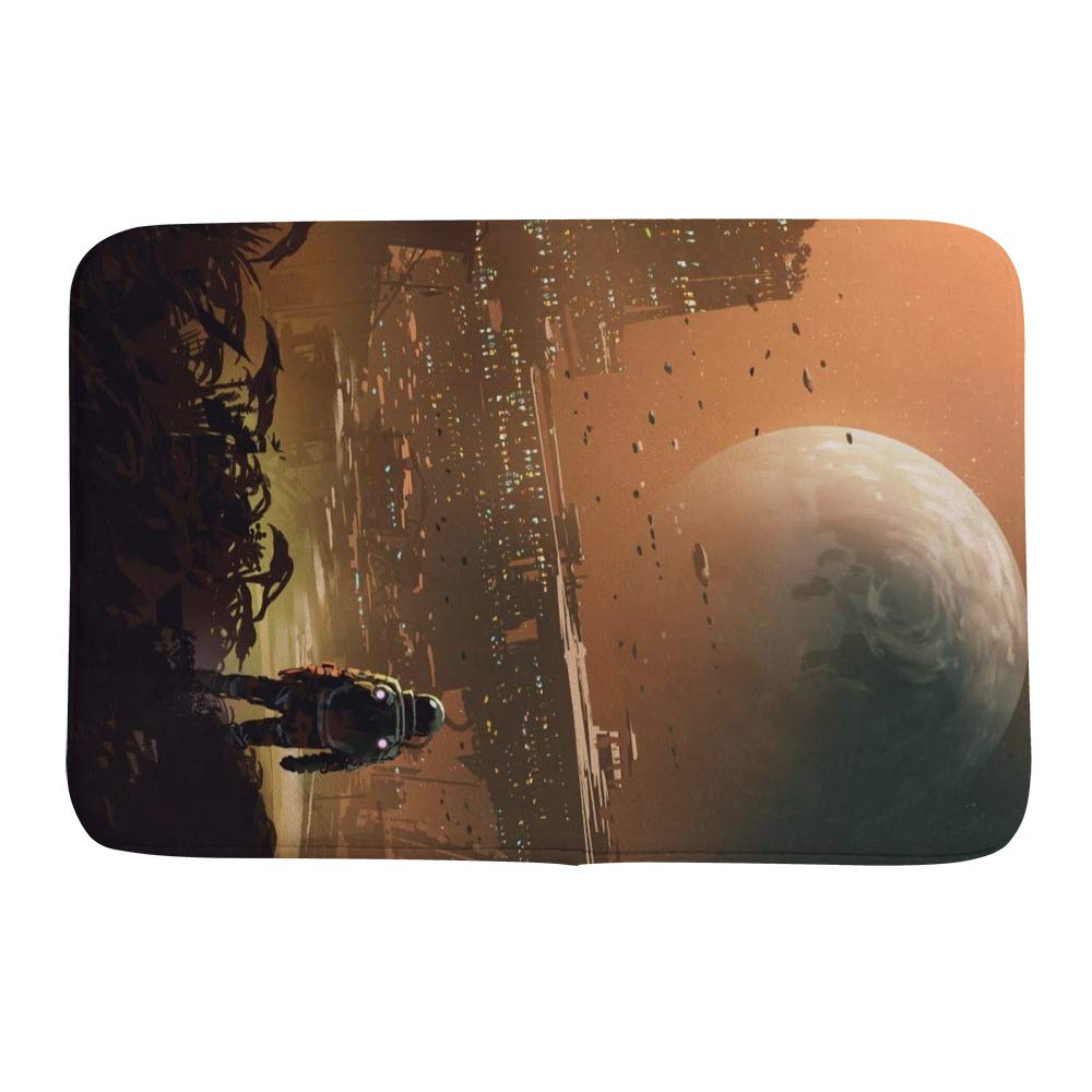 Tapis de bain astronaute futuriste en polaire 60x90 cm CHEHONG