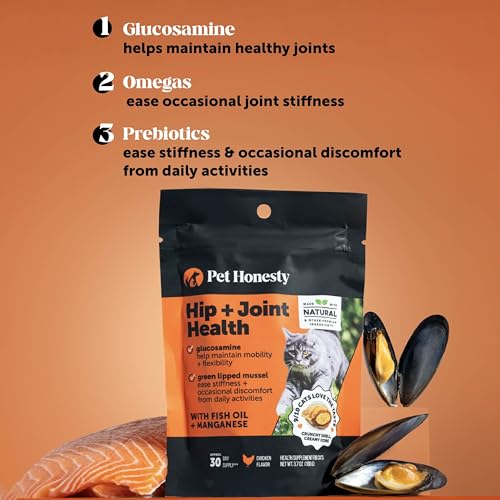 Image of Senior Cat Joint Supplement Crunchy Creamy Hip + Joint for Cats - Ease Mobility Stiffness with Glucosamine Chondroitin, Green Lipped Mussel, Flexibility + Joint Support Chews (90-Day Supply)