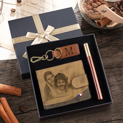 Personalized Mens Wallet - Customized Gifts for Husband Boyfriend Dad Son - Custom Photo and Name Wallet Gift Sets for Men2