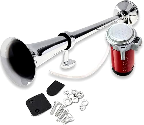 VaygWay Bocina de aire de trompeta única de 12 V – Kit de compresor de bocina de tren de aire de una sola trompeta de 150 dB, relé de bocina de aire