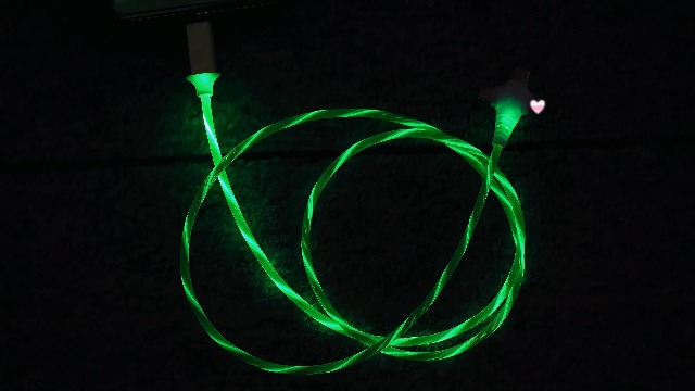 Image of IHAO Multi Ports Light-Up USB Cable USBA to USBC /MicroUSB Cable Durable Fast Charging Cable with Visible Current Flow As Night Light Use-3in1 Green