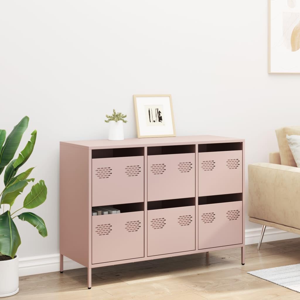 Home & Garden Buffet en acier laminé à froid Rose 101,5 x 39 x 73,5 cm