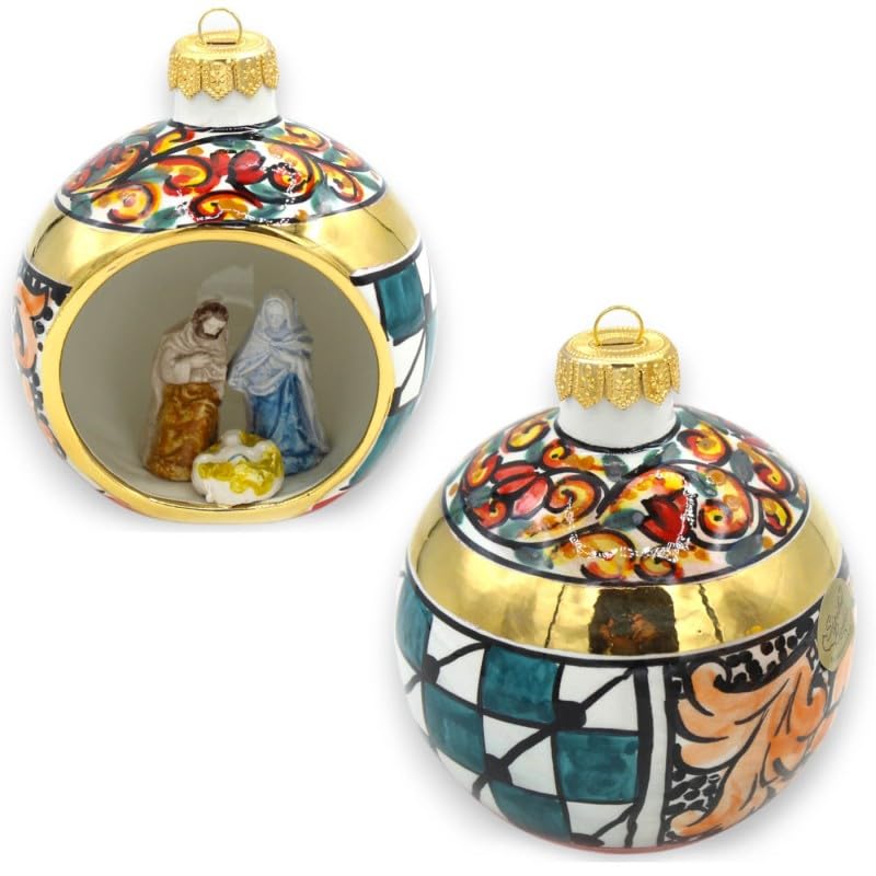 Boule de Noël avec crèche SICILIA BEDDA céramique de Caltagirone h11