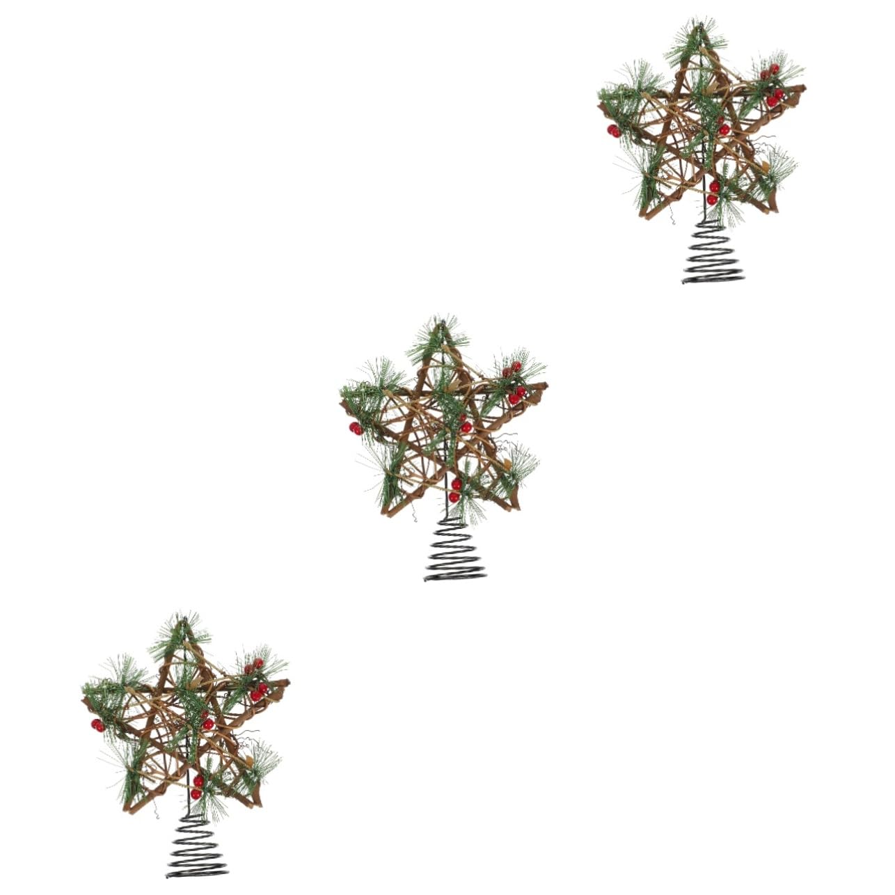 3 Pièces étoile de Sapin de noël Decoration de Bureau décoration de Noel d'arbre en Osier de Sapin de Noël en Osier de Noel Topper étoile de décoration de PRETYZOOM