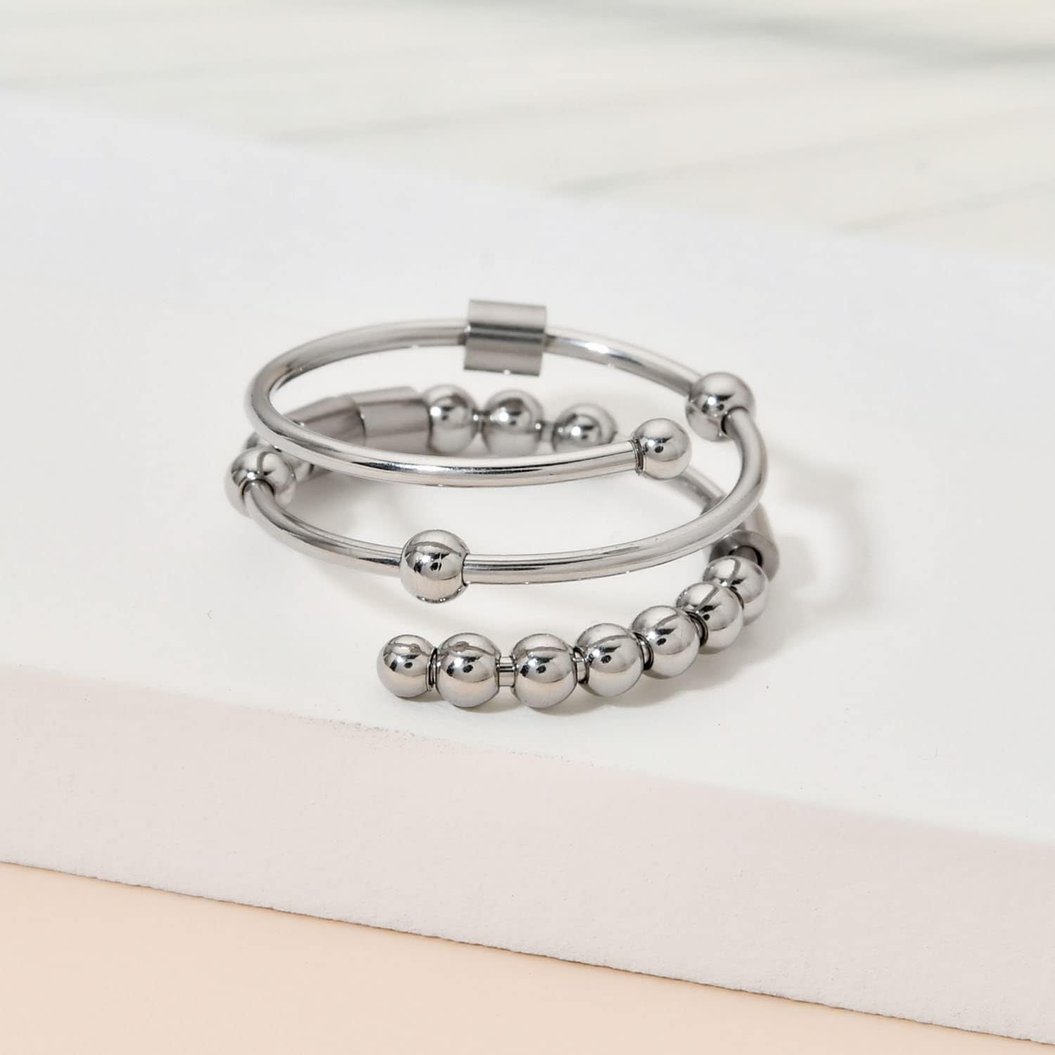 Morse Code Rings for Women, Stainless Steel Spinner Ring Fidget Rings for Anxiety Ring Morse Code Rings Inspirational Gifts Jewelry Women Birthday Graduation Gifts for Her Best Friends - Image 2