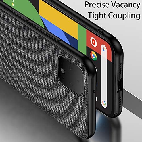 WATACHE Google Pixel 4XL Case, Premium Fabric Canvas Business Men Slim Fit Anti-Scratch Shock-Absorbing Protective Case with Silicone Soft Edges for Google Pixel 4XL,Black