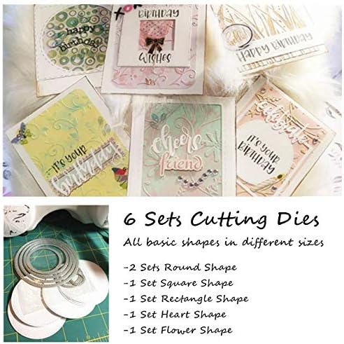 Miniatura 7 de BENECREAT 6 juegos de troqueles de corte de metal para álbumes de recortes, troqueles de anidación con caja de almacenamiento transparente para
