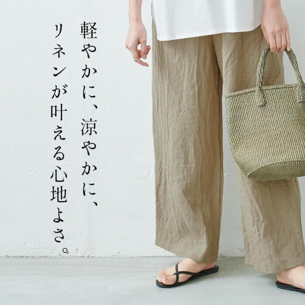 Amazon | [TOKYOBASIC] ワイドパンツ レディース 夏 リネン 黒