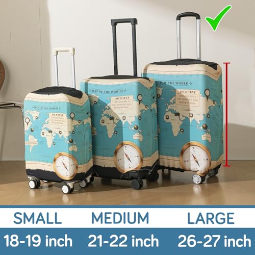 Image of HOKIPO Suitcase Covers for Trolley Suitcase, 220gsm Durable and Washable, Large (26-27inch) - Adventure Atlas (AR-6345-D1)