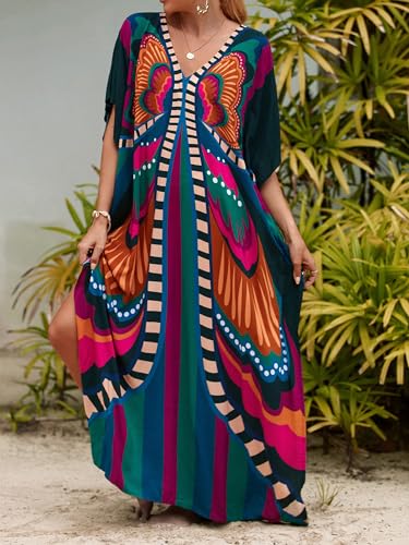 Image of Kaftan Dresses for Women Plus Size Summer Beach Dress with Print and Swim Cover Ups