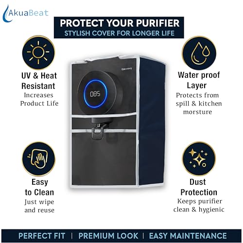 Image of Water Purifier Cover Compatible with Atomberg Intellon RO+UV+UF+Alkaliser - Dustproof, Waterproof, Oil Stain Protection, Transparent Front, Velcro Closure, Fits Wall-Mounted /Table-Top