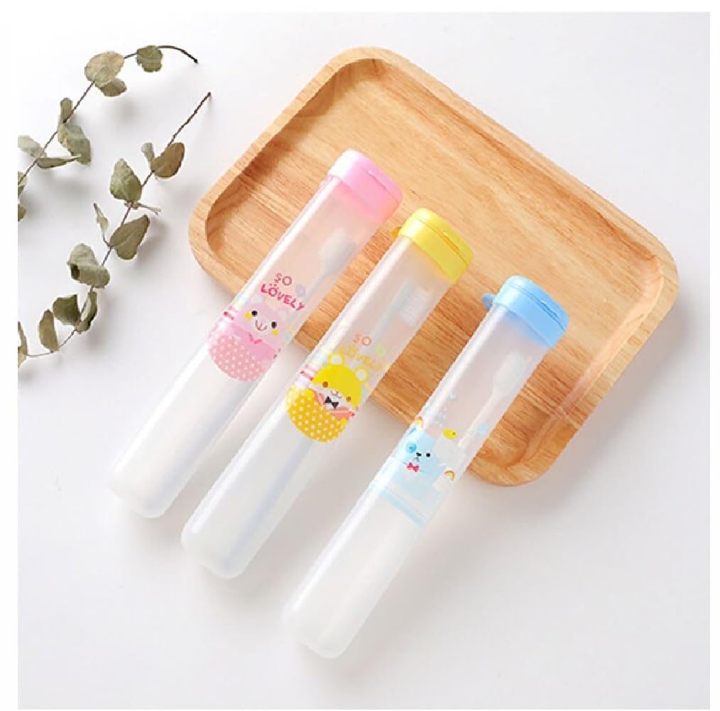 Prostuff.in Plastic 2 Pcs Toothbrush Holder with Cap Antibacterial Toothbrush Case Cover, Travelling Accessories Multi Color 2