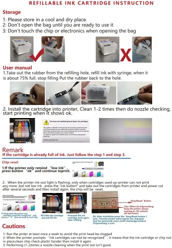 Quthzzhy Sublimation Ink Cartridges, Empty Refillable Ink Cartridges Compatible With Wf-7720 Wf-7710 Wf-7620 Wf-7610 Wf-7210 Wf-7110 Wf-3620 Wf-3640 Printer, 4 Pack (Black Yellow Cyan Magenta) #TOP3