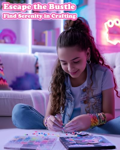Deinduser Kit de pulseira Kandi, contas de arco-íris Kandi e 320 peças de contas de letras coloridas