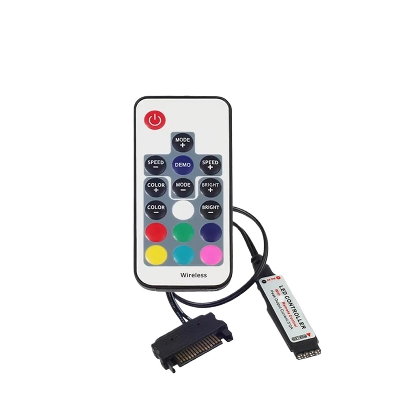 Controlador RGB SATA de 5V para caja de PC y tiras LED con mando