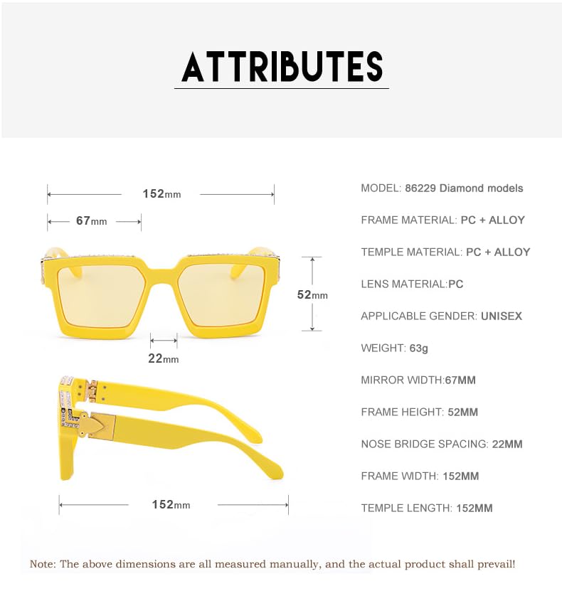 Image of Luxury Eyewear, Designer Square Sunglasses, UV 400 protection, Thick and strong Frame, for Men and Women