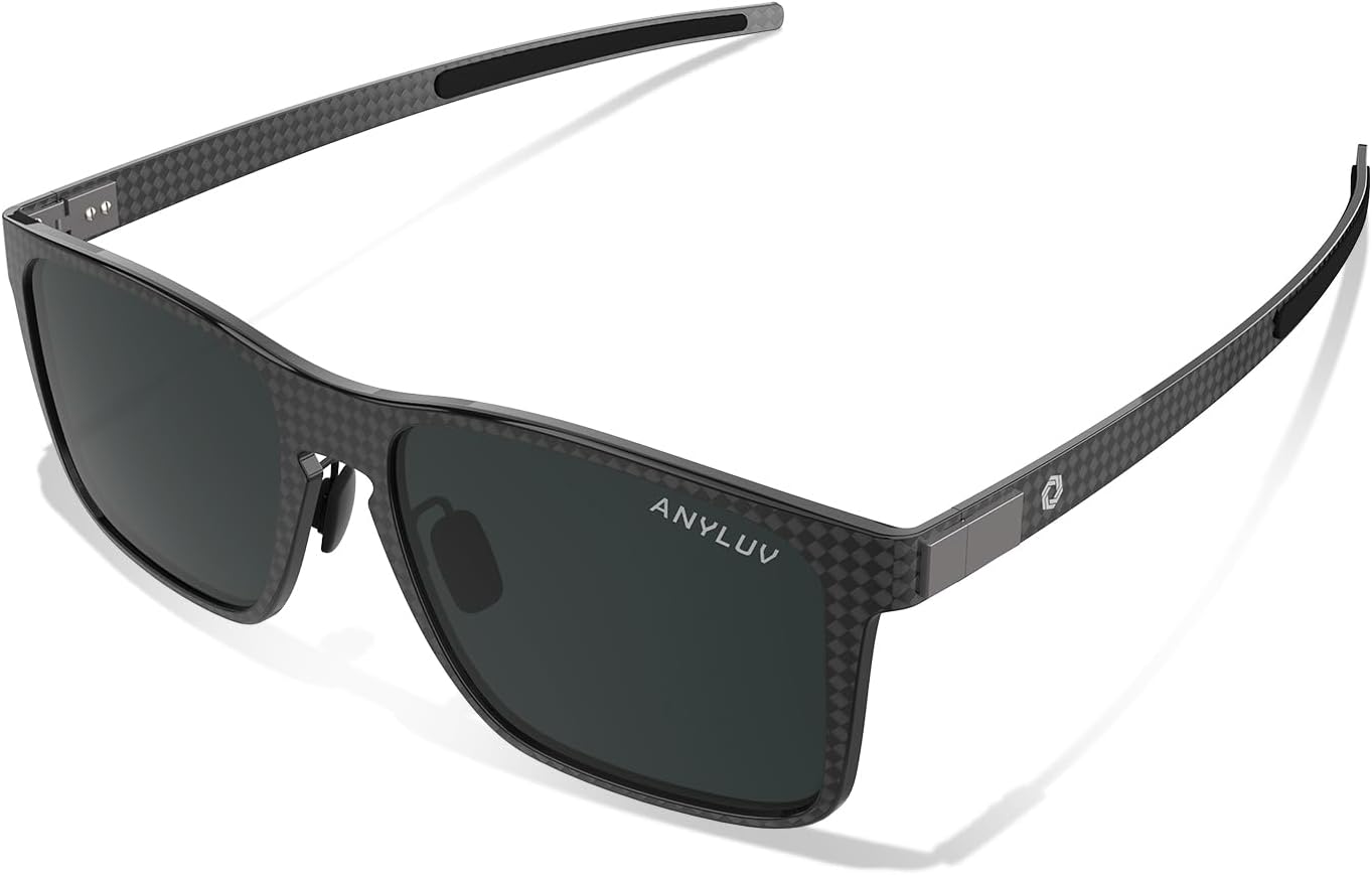 ANYLUV Mens Sunglasses Polarized Upgraded Carbon Fiber Temple Sun Glasses Fashion Driving with UV Protection
