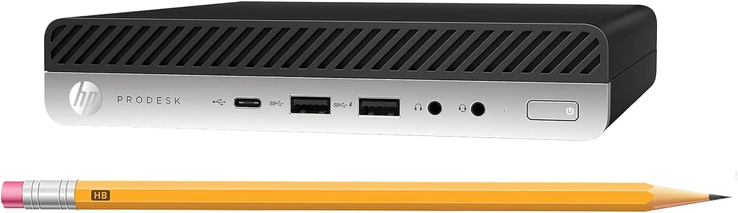 HP EliteDesk 800 G3 Desktop Mini‌ Ordenador de sobremesa, Intel Core i5-7500T, 8 GB de RAM, SSD de 256 GB, Teclado US QWERTY, Windows 11 Pro (reacondicionado)
