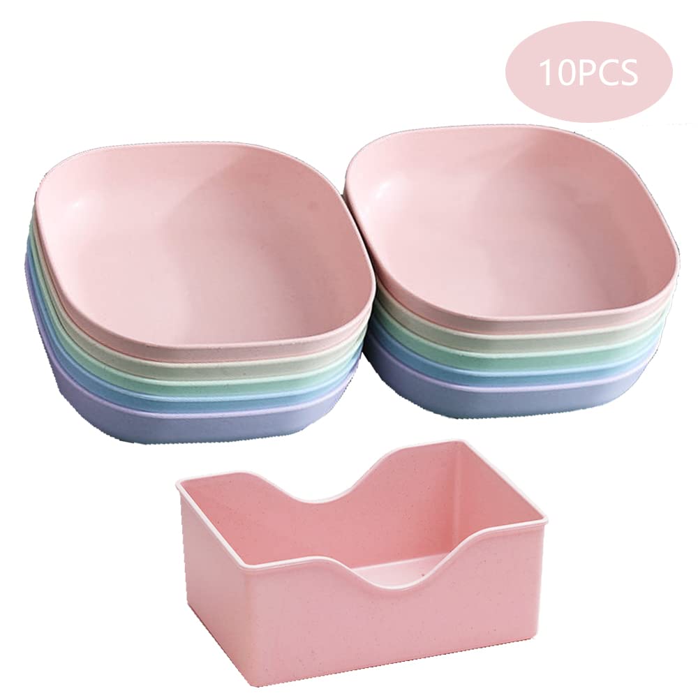 10 Pezzi Piatti Da Dessert, Piatti Quadrati Da Dessert Con Scolapiatti, Riutilizzabile Piatti, Piatti Da Colazione, Per Torte, Dolci, Pasta, Frutta, Cucina, Piatti