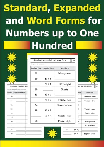Standard, Expanded, and Word Forms for Numbers up to One Hundred: Learning Digits Up to 100 | A Guide for First and Second Graders.