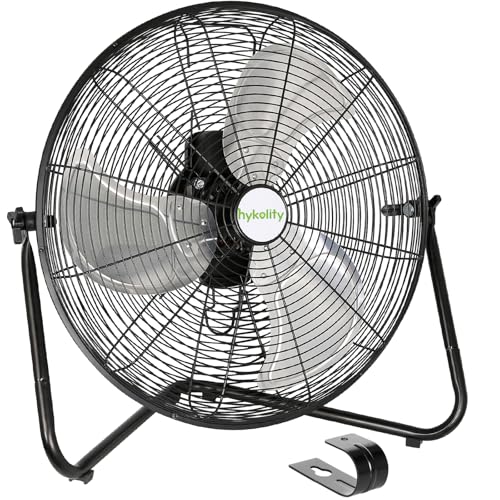 hykolity 20" High Velocity Floor Fan, 3-Speed 4650 CFM Heavy Duty Industrial Metal Shop Fan with Wall-Mounting System, Ideal for Commercial, Garage, Greenhouse and Gym