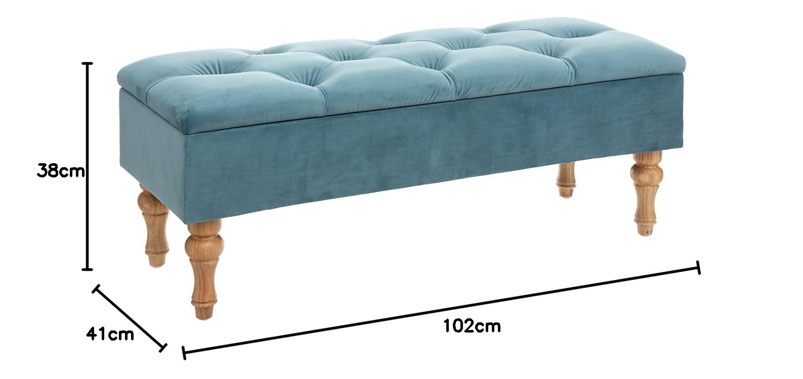 2 en 1 Banquette et Coffre en Velours 102 x 38 x 41 cm - Atmosphera