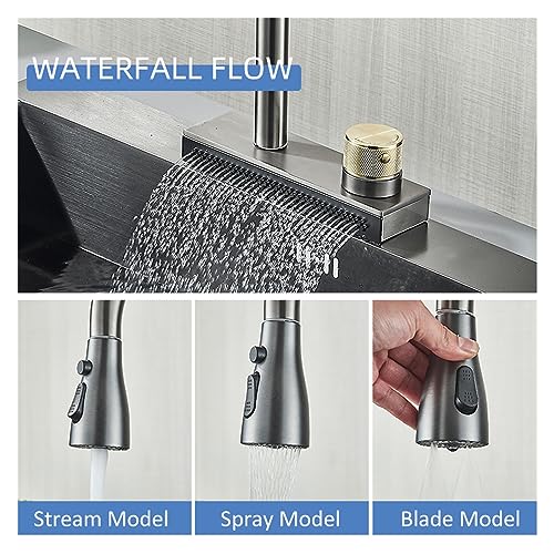 Grifos de cocina gourmet con efecto lluvia para fregaderos modernos 6