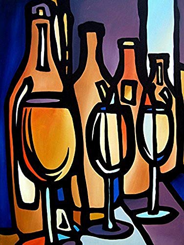 buyartforless Lineup by Fido Studio 30x24 Giclee Edition Art Print Poster Wall Decor Restaurant Art Wine Glasses Cabernet Pino Red White Wine Bar Fancy