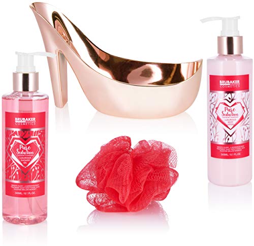 BRUBAKER Cosmetics 5-Delig Bad- en Doucheset Framboos-Champagne - Verzorgingsset Geschenkverpakking in Rosé Goud - Image 3