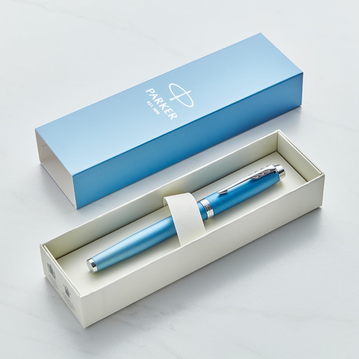 Personalised Parker IM Rituals Pen - Custom Engraving - Gift for CEO, Business, Graduation, Wedding - Premium Pen with Name/Text (Rollerball Pen, Blue Chrome Trim)